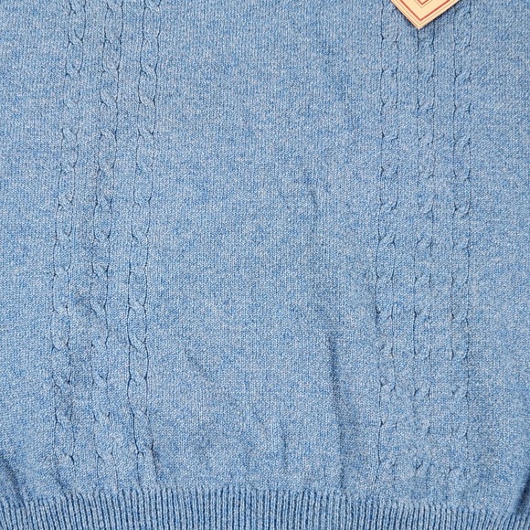 Vintage Lord Jeff Sweater Mens Medium Blue V-Neck Cable Knit Lambswool Made USA‎ - Picture 6 of 11
